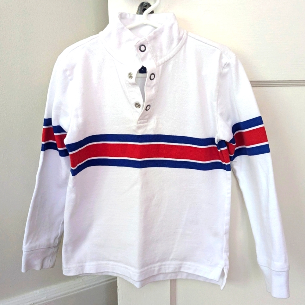 Janie and Jack preppy pullover in white with red & blue stripe